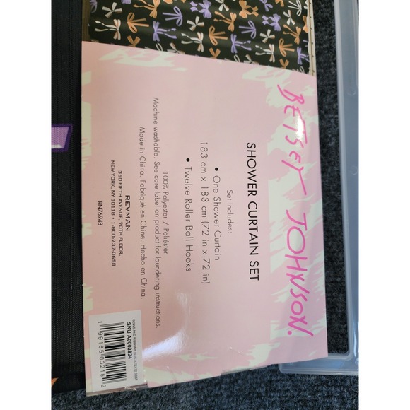 Betsey Johnson Shower Curtain Set Coquette Bows Ribbons Purple - Picture 4 of 4